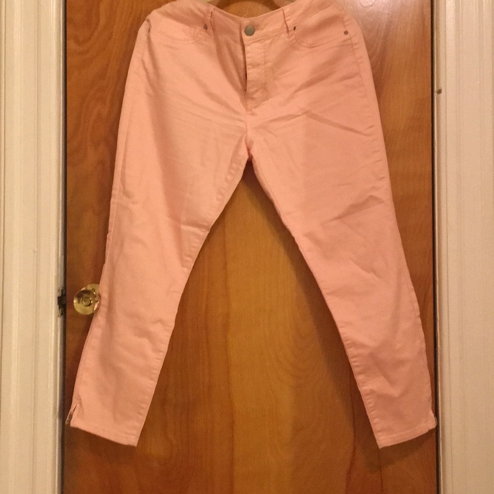Blush colored stretchy “jean” pants